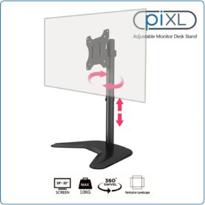 piXL Single Monitor Arm Desk Stand, For Screens up to 32", Max Weight 10Kg, Freestanding, Height Adjustable, Pivot, Swivel 360 - Image 3