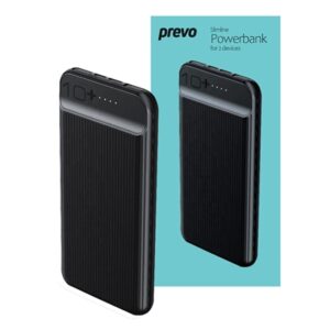 Prevo SP3012 Power bank,10000mAh Portable Fast Charging for Smart Phones, Tablets and Other Devices, Slim Design, Dual-Port with USB Type-C and Micro USB Connection, Black - Image 2