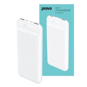 Prevo SP3012 Power bank,10000mAh Portable Fast Charging for Smart Phones, Tablets and Other Devices, Slim Design, Dual-Port with USB Type-C and Micro USB Connection, White - Image 2