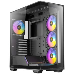 ANTEC Constellation C3 Black ARGB Case, 270' Full-View Tempered Glass, Dual Chamber, Tool-Free Design, 4 x ARGB PWM Fns With Built-In Fan Controller, ATX, Micro-ATX, ITX - Image 3