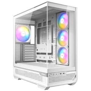 Antec C7 ARGB Mid Tower Tempered Glass PC Gaming Case - White, 3x 120mm & 1x 140mm ARGB Fans, USB 3.2 Gen2, EATX/ATX/mATX/mITX Support - Image 3