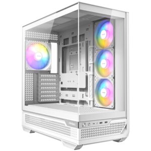 Antec C7 ARGB Mid Tower Tempered Glass PC Gaming Case - White, 3x 120mm & 1x 140mm ARGB Fans, USB 3.2 Gen2, EATX/ATX/mATX/mITX Support - Image 2