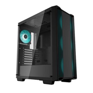 DeepCool CC560 Case V2, Gaming, Black, Mid Tower, 1 x USB 3.0 / 1 x USB 2.0, Tempered Glass Side Window Panel, DeepCool Blue LED Fans, ATX, Micro ATX, Mini-ITX - Image 2