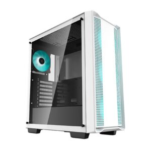 DeepCool CC560 WH Case, Gaming, White, Mid Tower, 1 x USB 3.0 / 1 x USB 2.0, Tempered Glass Side Window Panel, DeepCool Blue LED Fans, ATX, Micro ATX, Mini-ITX - Image 3