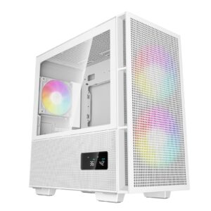 DeepCool CH360 Digital Gaming Case White, Mid Tower with Tempered Glass Side Window Panel, Advanced Cooling, USB 3.0/USB-C Ports, Pre-Installed Fans, Micro ATX/Mini-ITX - Image 3