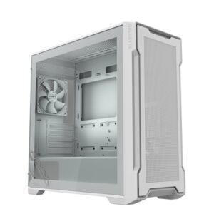 Gigabyte C102 GLASS ICE Mid-Tower Case, White, Tempered Glass Side Panel, USB 3.0 x2, 360mm Liquid Cooling Support, Pre-installed 120mm Fans, RGB Lighting Support, Magnetic Front Panel, PSU Shroud - Image 2