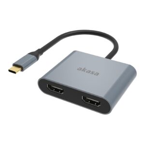 Akasa AK-CBCA26-18BK USB Type-C to Dual HDMI MST Adapter, 4K@60Hz Single Output, 4K@30Hz Dual Output - Image 3