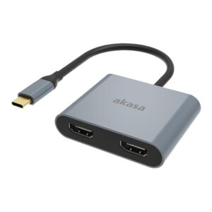 Akasa AK-CBCA26-18BK USB Type-C to Dual HDMI MST Adapter, 4K@60Hz Single Output, 4K@30Hz Dual Output - Image 2