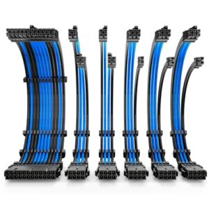 Antec Black/Blue PSU Extension Cable Kit - 6 Pack (1x 24 Pin, 2x 4+4 Pin, 3x 6+2 Pin) - Image 2