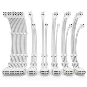 Antec White PSU Extension Cable Kit - 6 Pack (1x 24 Pin, 2x 4+4 Pin, 3x 6+2 Pin) - Image 3