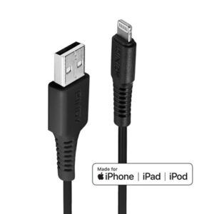 Lindy 31319 0.5m USB-A (M) 2.0 To Lightening (M) MFi Certified 480Mbps Cable - Black - Image 2