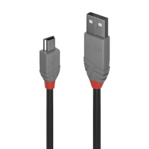 Lindy 36720 0.2m USB-A (M) 2.0 To USB Mini-B (M) 2.0 Anthra Line 480Mbps Cable - Black - Image 3