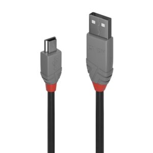 Lindy 36720 0.2m USB-A (M) 2.0 To USB Mini-B (M) 2.0 Anthra Line 480Mbps Cable - Black - Image 2