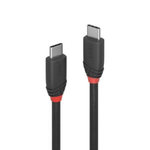 LINDY 36906 Black Line USB Cable, USB 3.2 Type-C (M) to USB 3.2 Type-C (M), 1m, Black & Red, SuperSpeed USB Supports Data Transfer Speeds up to 20Gbps, Robust PVC Housing, Nickel Connectors & Gold Plated Contacts, Retail Polybag Packaging - Image 3