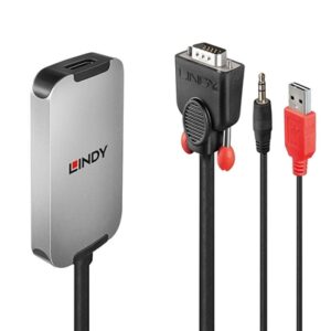 Lindy 38296 0.18m VGA & Audio (M) To HDMI (F) 1.2 USB Powered 1920x1080@60Hz Adapter Cable - Black - Image 2