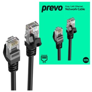 Prevo CAT6-BLK-1M Network Cable, RJ45 (M) to RJ45 (M), CAT6, 1m, Black, Oxygen Free Copper Core, Sturdy PVC Outer Sleeve & Clip Protector, Retail Box Packaging - Image 3