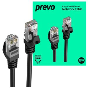 Prevo CAT6-BLK-5M Network Cable, RJ45 (M) to RJ45 (M), CAT6, 5m, Black, Oxygen Free Copper Core, Sturdy PVC Outer Sleeve & Clip Protector, Retail Box Packaging - Image 3