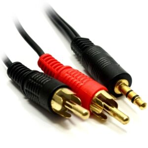 3.5mm (M) Stereo Jack to 2 x RCA Plug (M + M) 2m Black OEM Cable - Image 2