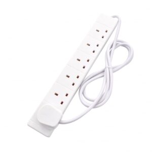 2m 6 Gang UK Mains Extension - White - Image 2