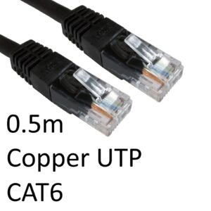 RJ45 (M) to RJ45 (M) CAT6 0.5m Black OEM Moulded Boot Copper UTP Network Cable - Image 3