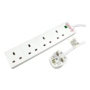 5m 4 Gang Surge Protected LED Indicator UK Mains Extension - White - Image 2