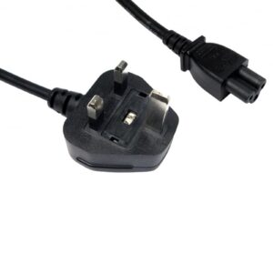 1.8m UK 3 Pin Plug To IEC C5 (Clover) 5 Amp Fuse Mains Extension Cable - Black - Image 3