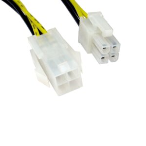 4-Pin ATX (M) to 4-Pin ATX (F) 0.28m Black and Yellow OEM Internal Extension Cable - Image 3