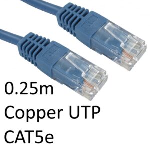 RJ45 (M) to RJ45 (M) CAT5e 0.25m Blue OEM Moulded Boot Copper UTP Network Cable - Image 3