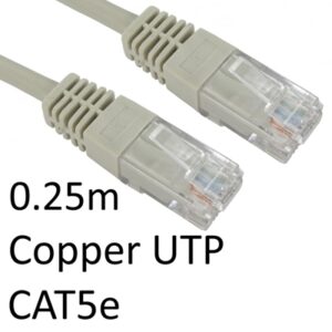 RJ45 (M) to RJ45 (M) CAT5e 0.25m Grey OEM Moulded Boot Copper UTP Network Cable - Image 2