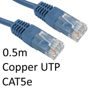 RJ45 (M) to RJ45 (M) CAT5e 0.5m Blue OEM Moulded Boot Copper UTP Network Cable - Image 2