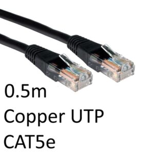 RJ45 (M) to RJ45 (M) CAT5e 0.5m Black OEM Moulded Boot Copper UTP Network Cable - Image 2