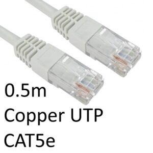 RJ45 (M) to RJ45 (M) CAT5e 0.5m White OEM Moulded Boot Copper UTP Network Cable - Image 2