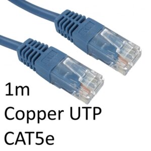 RJ45 (M) to RJ45 (M) CAT5e 1m Blue OEM Moulded Boot Copper UTP Network Cable - Image 2