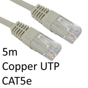 RJ45 (M) to RJ45 (M) CAT5e 5m Grey OEM Moulded Boot Copper UTP Network Cable - Image 2