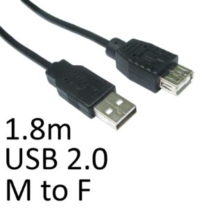 USB 2.0 A (M) to USB 2.0 A (F) 1.8m Black OEM Extension Data Cable - Image 3