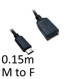 USB 3.0 A (F) to USB 3.1 C (M) 0.15m Black OEM Data Adapter - Image 3