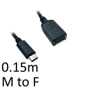 USB 3.0 A (F) to USB 3.1 C (M) 0.15m Black OEM Data Adapter - Image 2