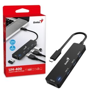 Genius 4 Port USB-C Hub, 4 x USB 3.0 Type-A (F) Ports, Plug and Play Installation - Image 2