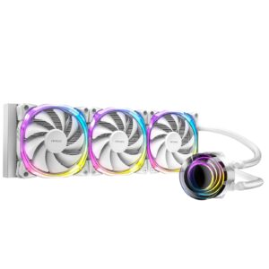 ANTEC Vortex 360 ARGB AiO Liquid CPU Cooler, White, Universal Socket, 360mm Radiator, PWM 2000RPM Fusion ARGB Cooling Fans, Addressable RGB LED Lighting with Suspended Spiral Pump Head Design - Image 3