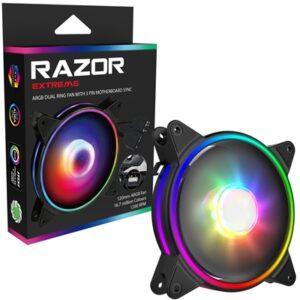 GameMax Razor Extreme 120mm 1200RPM PWM Addressable RGB LED Fan - Image 2