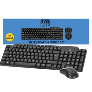 Evo Labs CM-501UK Wired Multimedia Keyboard and Mouse Combo Set, USB Plug and Play, Full Size Qwerty UK Layout Keyboard with Optical Sensor Mouse, Ideal for Home or Office, Black - Image 2