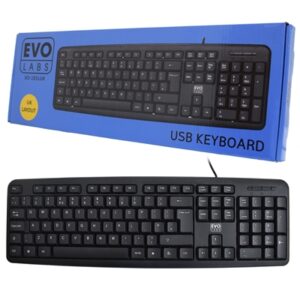 Evo Labs KD-101LUK Wired Keyboard, USB Plug and Play, Full Size, Qwerty UK Layout, Ideal for Home or Office, Black - Image 2