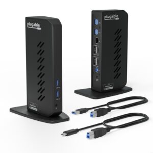 Plugable UD-6950Z Universal Dual Monitor 4K USB-A/USB-C DisplayLink Certified Docking Station - Image 3