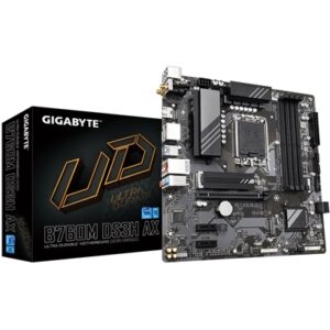 Gigabyte B760M DS3H AX Ultra Durable Intel 1700 Socket Motherboard, Micro-ATX, 4x DDR5 Slots, 2x M.2 Sockets, 1x USB-C Port, 2.5GbE LAN, Wi-Fi 6E, 2x DisplayPorts / 1x HDMI Port - Image 2