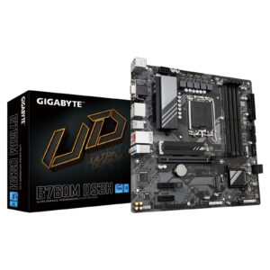 Gigabyte B760M DS3H Ultra Durable Intel 1700 Socket Motherboard, Micro-ATX, 4x DDR5 Slots, 2x M.2 Sockets, 1x USB-C Port, 2.5GbE LAN, 1x D-Sub / 2x DisplayPorts / 1x HDMI Port - Image 3