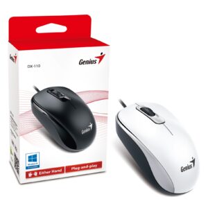 Genius DX-110 Wired USB Plug and Play Mouse, 1000 DPI Optical Tracking, 3 Button with Scroll Wheel, Ambidextrous Design with 1.5m Cable, White - Image 3