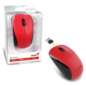 Genius NX-7000 Wireless Mouse, 2.4 GHz with USB Pico Receiver, Adjustable DPI levels up to 1200 DPI, 3 Button with Scroll Wheel, Ambidextrous Design, Red - Image 2