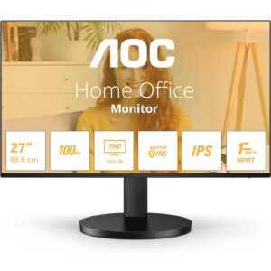 AOC 27B3HA2 27 Inch IPS Monitor,  Widescreen, Full HD, VGA, HDMI, 1ms, 100Hz, Internal PSU, Speakers, VESA, Black - Image 3