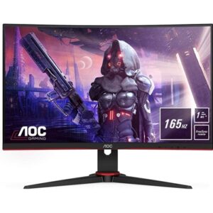 AOC C24G2AE/BK 24 Inch Curved Full HD VA Monitor, 165Hz, 1ms, DisplayPort, HDMI, VGA, Speakers, AMD FreeSync - Image 2