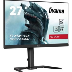 iiyama G-Master GB2770QSU-B6 Red Eagle 27 Inch Gaming Monitor, Black, WQHD, IPS, 180Hz, 0.2ms, FreeSync, HDMI, Display Port, USB Hub, Speakers, Int PSU, Height Adjustable, Pivot, VESA - Image 2